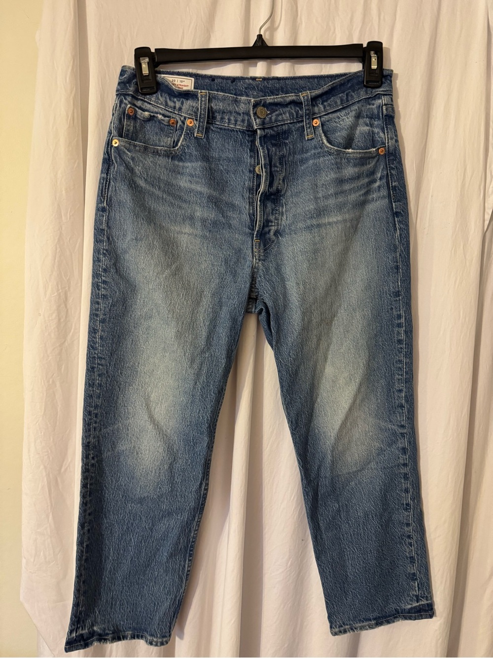 Gap Women's Classic Mid-Blue Straight Jeans, Button Fly Size 30/ 10 Petite.🍁